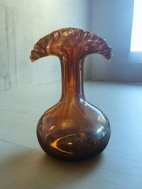 Vintage Empoli Tortoise Shell Art Glass Vase